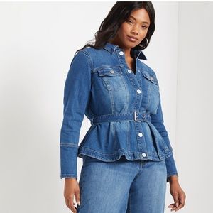Eloquii Belted Denim Peplum Jacket size 14